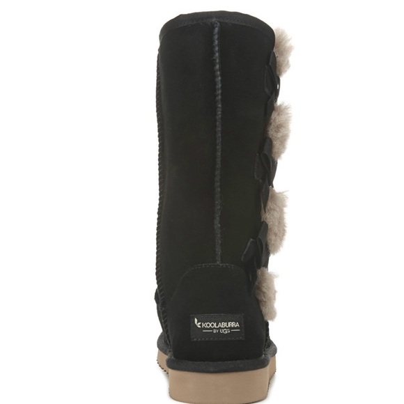 UGG Koolabura Tall Victoria Black Suede Winter Boots with Sherpa Lining. - Picture 4 of 11